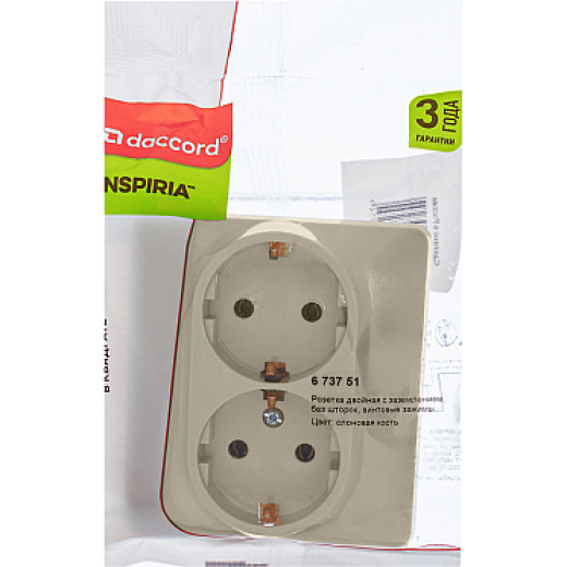 Legrand/Daccord INSPIRIA Слоновая кость Розетка 2 x 2К+З - немецкий стандарт - 16 А - 250 В