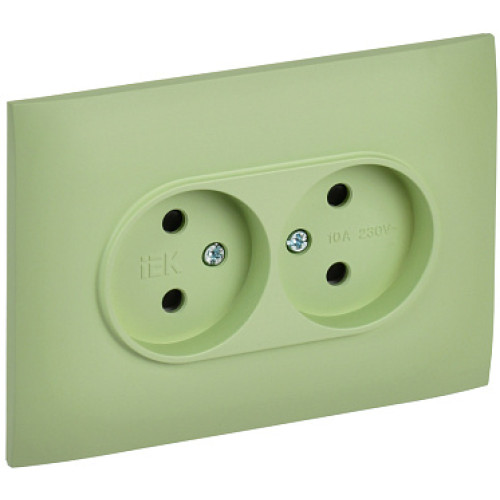 IEK SKANDY Мятный Розетка 2-ая б/з с защитными шторками 10А в сборе SK-R09G