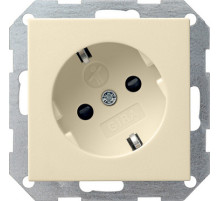 Gira S-55 Крем глянц Розетка с/з с поворотом на 30 градусов, с затвором (shutter) и символом