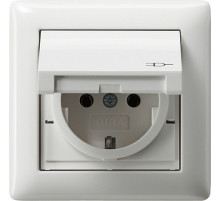 Gira S-55 Бел глянц Розетка 1-я с/з,с крышкой, компл. уплотнителей, IP 44