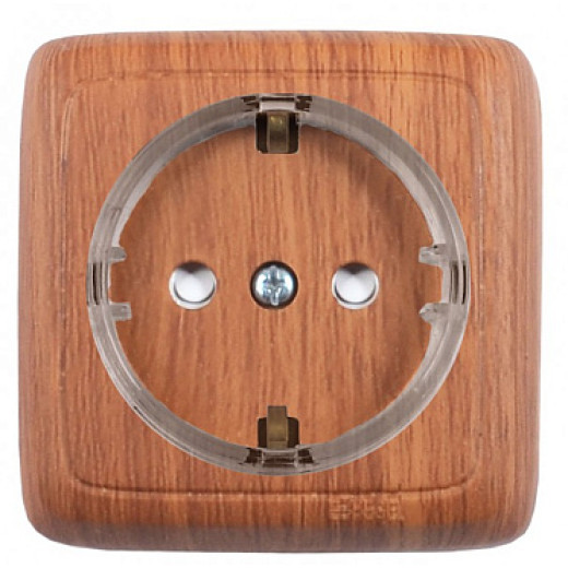 Hegel Альфа наруж Дуб РА16-174-05 Розетка с/з, со шторками, с изол. пластиной