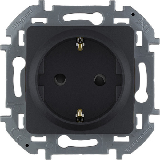 Legrand/Daccord INSPIRIA Антрацит Розетка 2К+З со шторками - немецкий стандарт - 16 А - 250 В