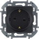 Legrand/Daccord INSPIRIA Антрацит Розетка 2К+З со шторками - немецкий стандарт - 16 А - 250 В