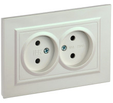 IEK BRITE Жемчуг Розетка 2-я без з/к с з/ш 10А в сборе РСш12-2-БрЖ