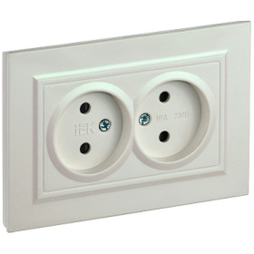IEK BRITE Жемчуг Розетка 2-я без з/к с з/ш 10А в сборе РСш12-2-БрЖ
