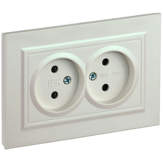 IEK BRITE Жемчуг Розетка 2-я без з/к с з/ш 10А в сборе РСш12-2-БрЖ