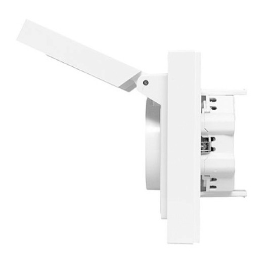 EKF Эпика Механизм розетки двойной, 16А, IP44, с заземлением, со шторками, с рамкой, с крышками, белый