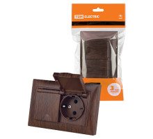 TDM Розетка двойная 2П+З 16А 250В IP44 с защ. шт. с крышкой венге 