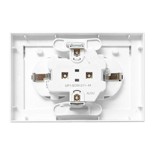 EKF Эпика Механизм розетки двойной, 16А, IP44, с заземлением, со шторками, с рамкой, с крышками, белый