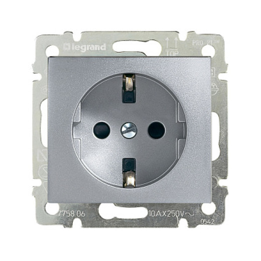 Legrand Valena Алюминий Розетка 1-ая с/з с защитными шторками