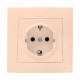 EKF PROxima Валенсия розетка 1-местная с/з 16А кремовая с защ. штор.