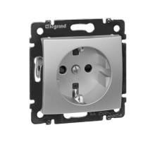 Legrand Valena Алюминий Розетка 1-ая с/з с защитными шторками