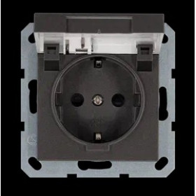 Jasmart G Мокко Розетка с/з со шторками с крышкой 16A 250V~