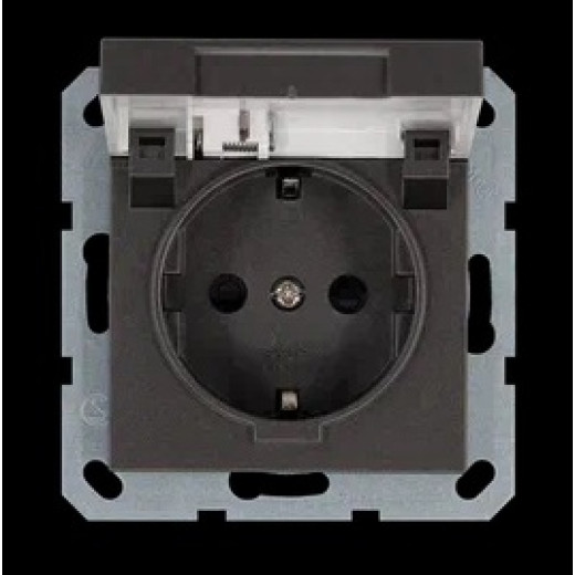 Jasmart G Мокко Розетка с/з со шторками с крышкой 16A 250V~