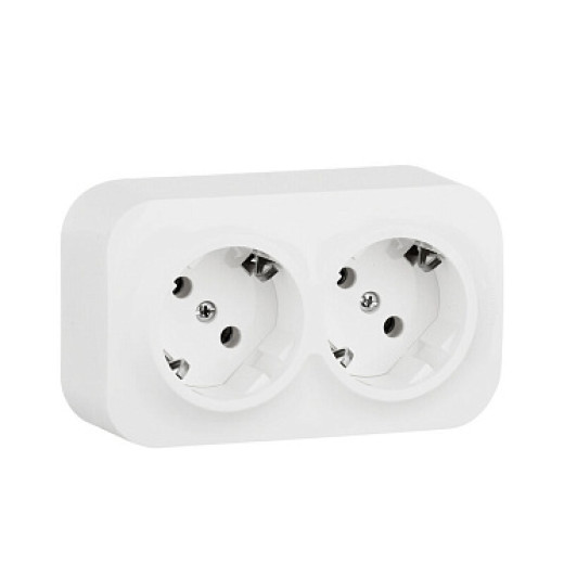 Legrand Quteo IP 20 Белый  Розеточный блок с предварительным подключением 2 x 2К+З без шторок - 16 A - 250 В~