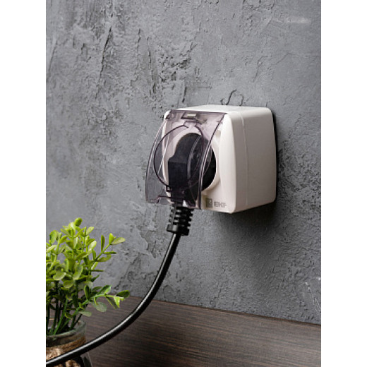 EKF PROxima Владивосток Розетка 1-местная 16А с заземлением с прозрачной крышкой IP54