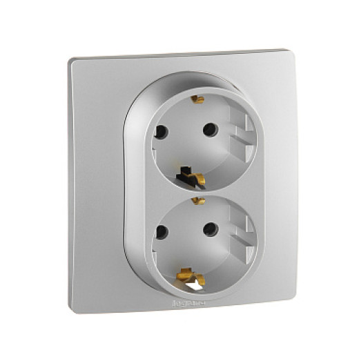 Legrand Etika Алюминий Розетка 2-ая с/з , винтовые клеммы, 16А, 250 В
