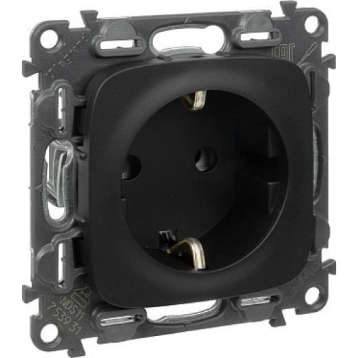 Legrand Valena ALLURE DIY Антрацит Розетка 1-ая с/з, безвинт.зажим