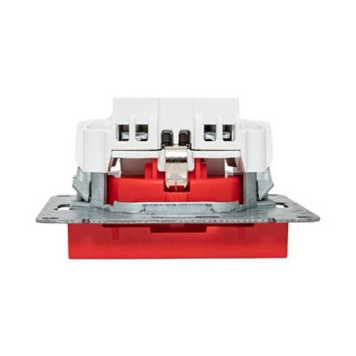 EKF Эпика Механизм розетки, 16А, с заземлением, со шторками, красный