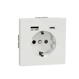 Schneider Electric MERTEN D-Life Белый Лотос Розетка силовая 16 A с зарядкой USB A+C 3 A