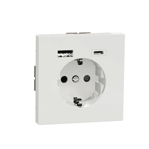Schneider Electric MERTEN D-Life Белый Лотос Розетка силовая 16 A с зарядкой USB A+C 3 A