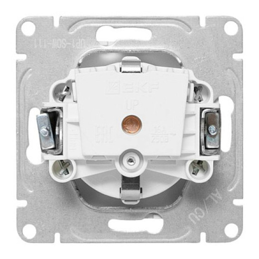 EKF Эпика Механизм розетки, 16А, с заземлением, со шторками, белый