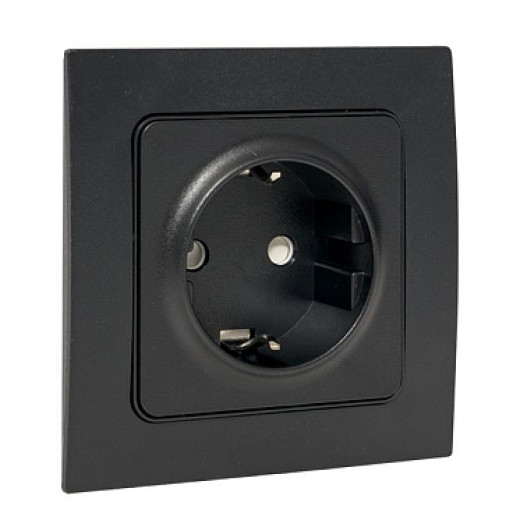 EKF PROxima Стокгольм Черный Розетка с/з, со шторками, 16А ,винт.клеммы