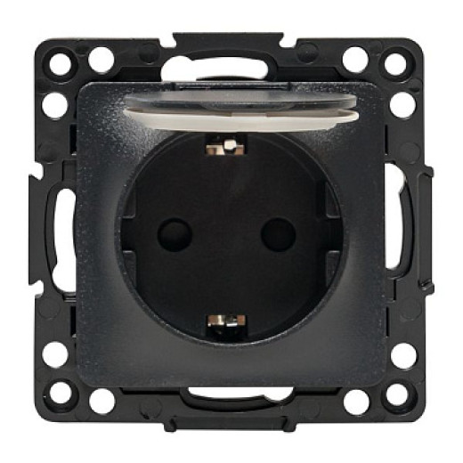 EKF PROxima Стокгольм Черный Розетка с/з, со шторками и крышкой, 16А, IP44