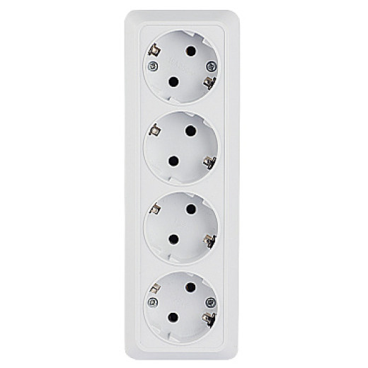 EKF PROxima Рим Розетка 4-местная 16А с заземлением белая