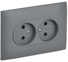IEK SKANDY Серый Розетка 2-ая б/з с защитными шторками 10А в сборе SK-R09Gr