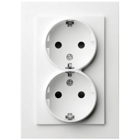 Jasmart G Белый глянцевый Розетка с/з двойная со шторками 16A 250V~
