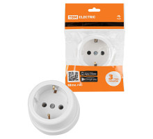 TDM Розетка 2П+З открытой установки IP20 16А белая 