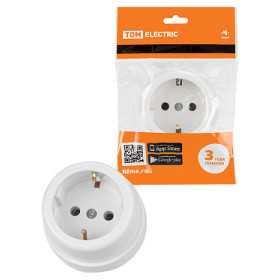 TDM Розетка 2П+З открытой установки IP20 16А белая 