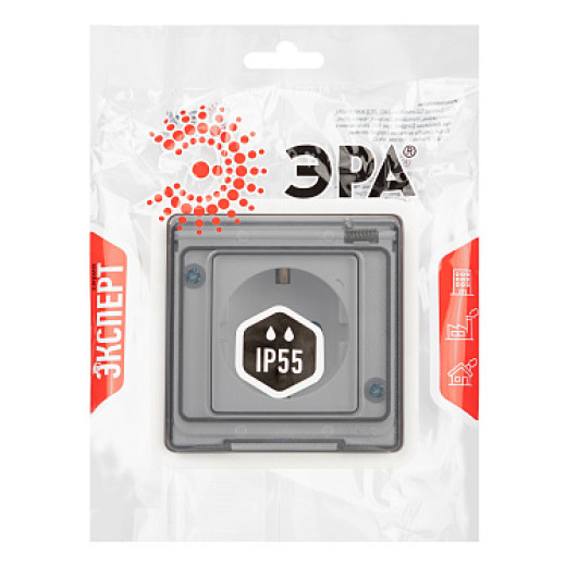 ЭРА 11-2522-01 Розетка Эксперт 2P+E IP55, шторки, 16A-250В, СУ, белый