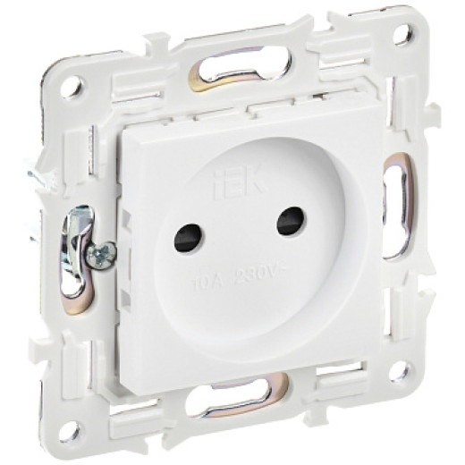 IEK SKANDY Арктический белый Розетка б/з с защитными шторками 10А SK-R01W