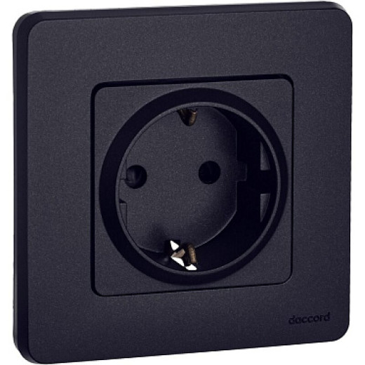 Legrand/Daccord INSPIRIA Антрацит Розетка 2К+З со шторками - немецкий стандарт - 16 А - 250 В