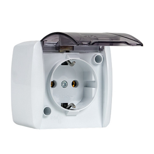 EKF PROxima Владивосток Розетка 1-местная 16А с заземлением с прозрачной крышкой IP54