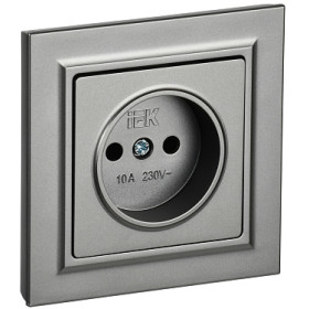 IEK BRITE Сталь Розетка без з/к/ш 10А в сборе РСР10-1-0-БрС