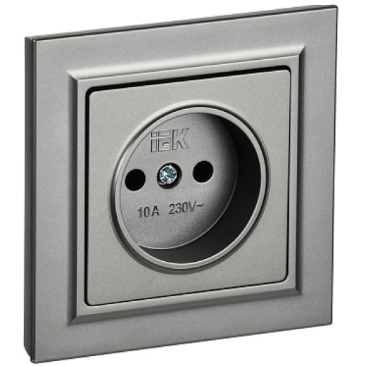 IEK BRITE Сталь Розетка без з/к/ш 10А в сборе РСР10-1-0-БрС