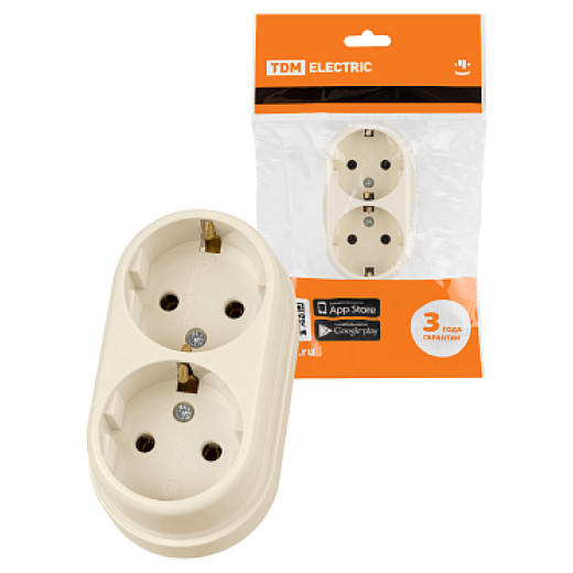 TDM Розетка двойная 2П+3 открытой установки IP20 16А сл. кость 