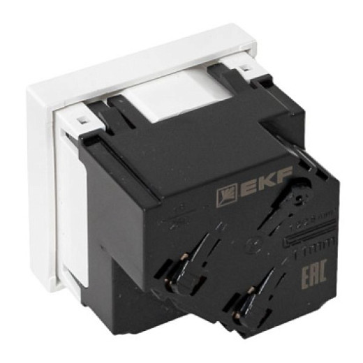 EKF Розетка 45х45 с зазем. 45 градусов, быстрозажимные клеммы, белая
