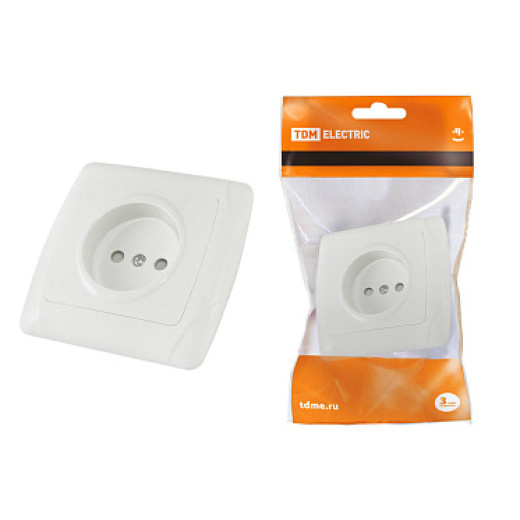 TDM Розетка 2П 10А 250В с защ. шт. белая 
