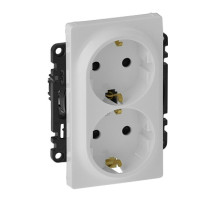 Legrand Valena LIFE DIY Бел Розетка 2-ая с/з с защитными шторками, безвинт.зажим