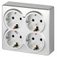 Розетка ЭРА Эксперт 11-2211-03 четверная с заземлением 4х2P+E Schuko со шторками IP20 16A-250В ОУ алюминий