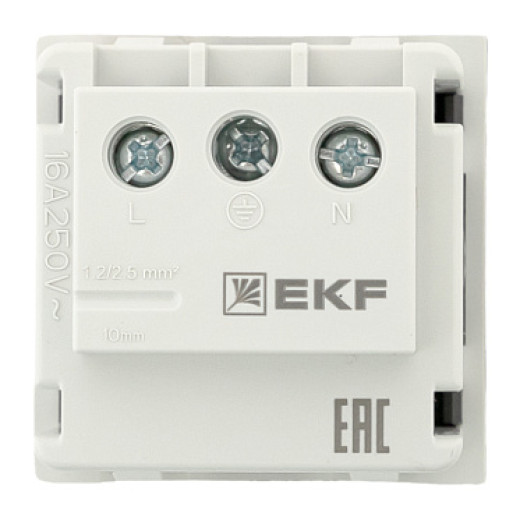 EKF Розетка 45х45 с зазем., с защ. шторками, 90 градусов, черная, матовая