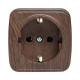 EKF Basic Минск Темное дерево Розетка с/з, 16А, ОП