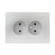 EKF PROxima Валенсия лицевая панель розетка 2-местной б/з 10А сталь с защ. штор.