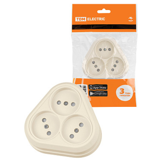 TDM Розетка треугольная 2П открытой установки IP20 10А с защитными шторками сл. кость 