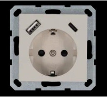 Jasmart G Тауп Розетка с/з со шторками 16A c USB A+C 25W