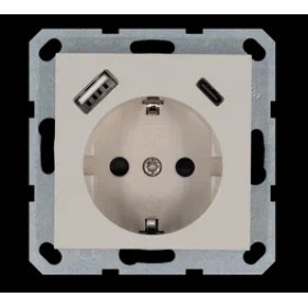 Jasmart G Тауп Розетка с/з со шторками 16A c USB A+C 25W